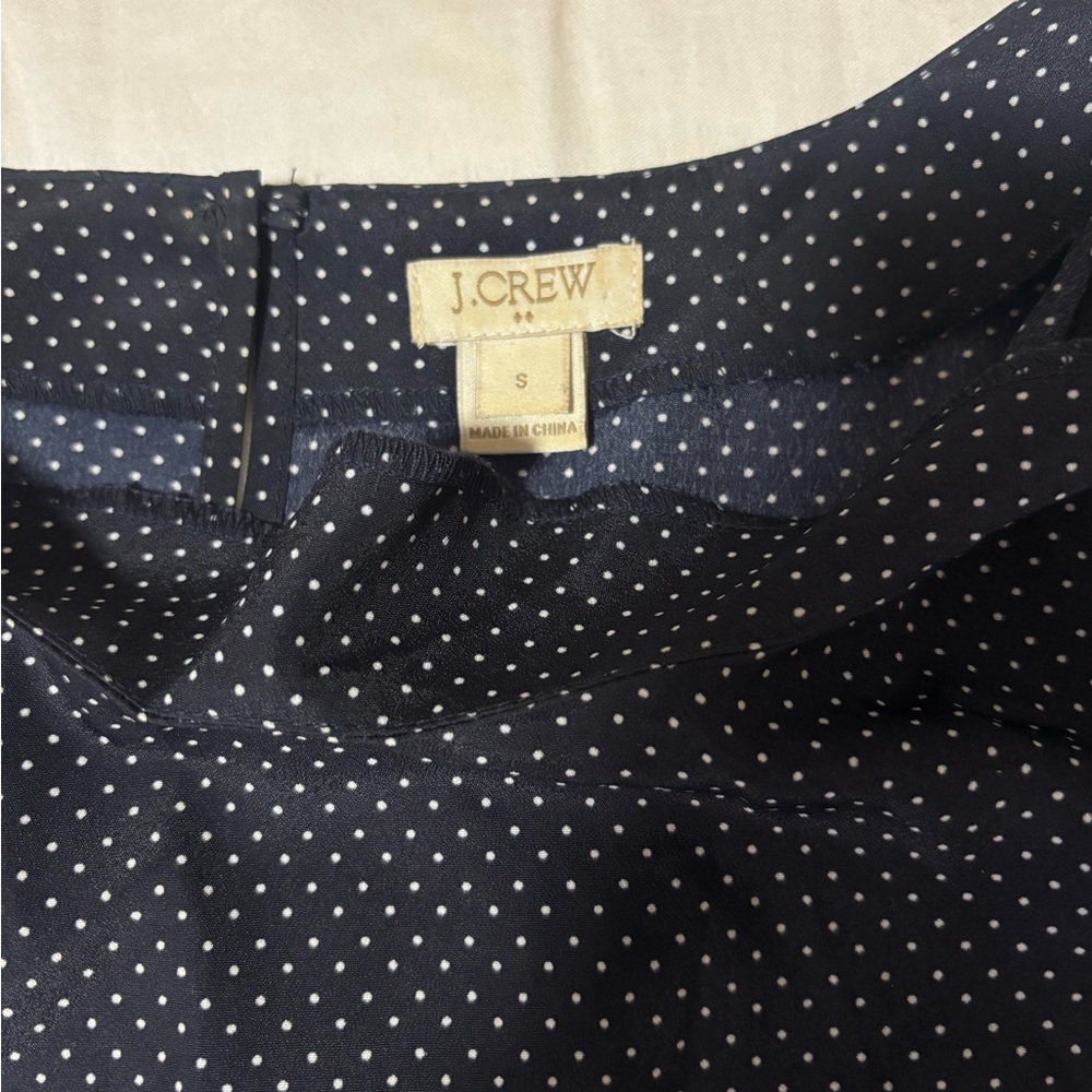 J. Crew Navy Polka Dot Blouse